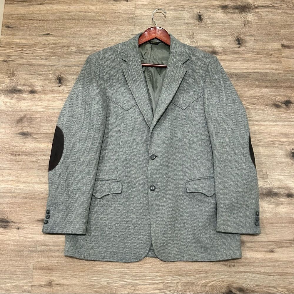 Western Blazer Jacket Coat Size 44 Vintage Cowboy Rodeo Tradition Herringbone